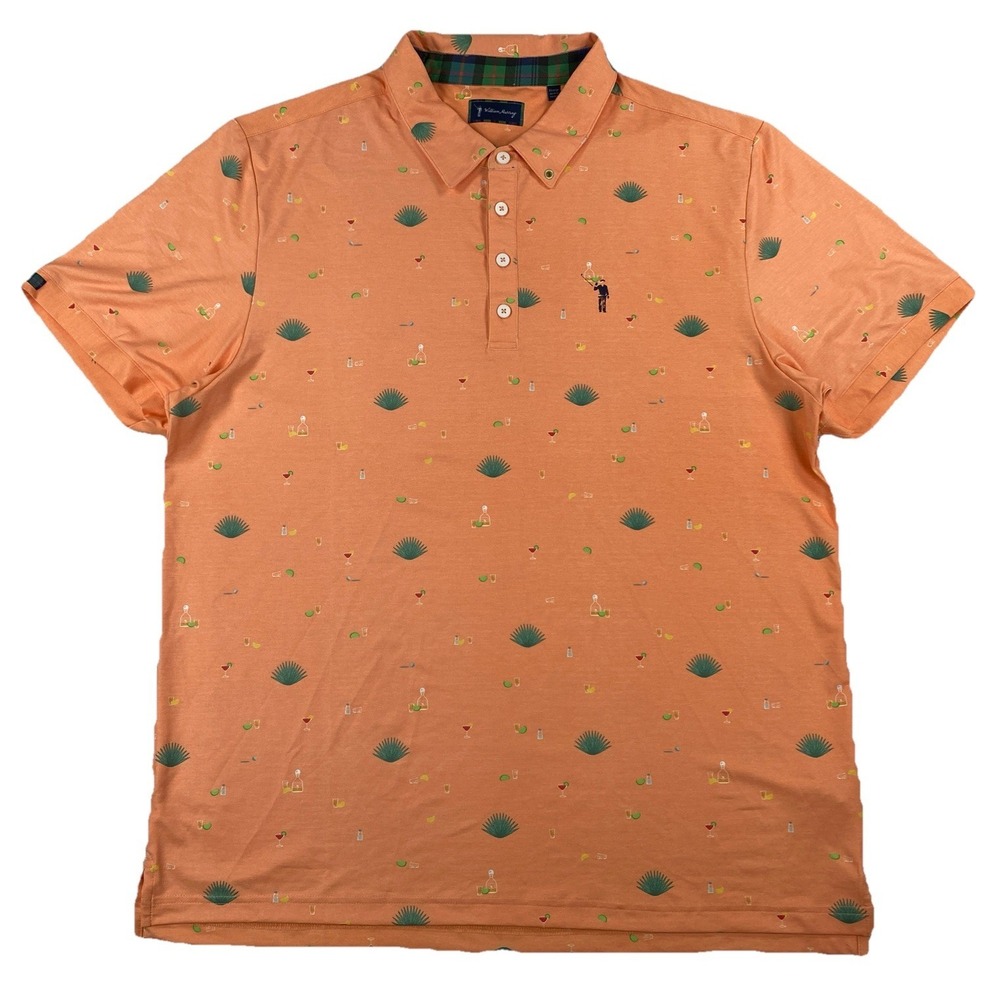 William Murray Golf Polo Shirt Men's XL Peach Tequila Agave AOP